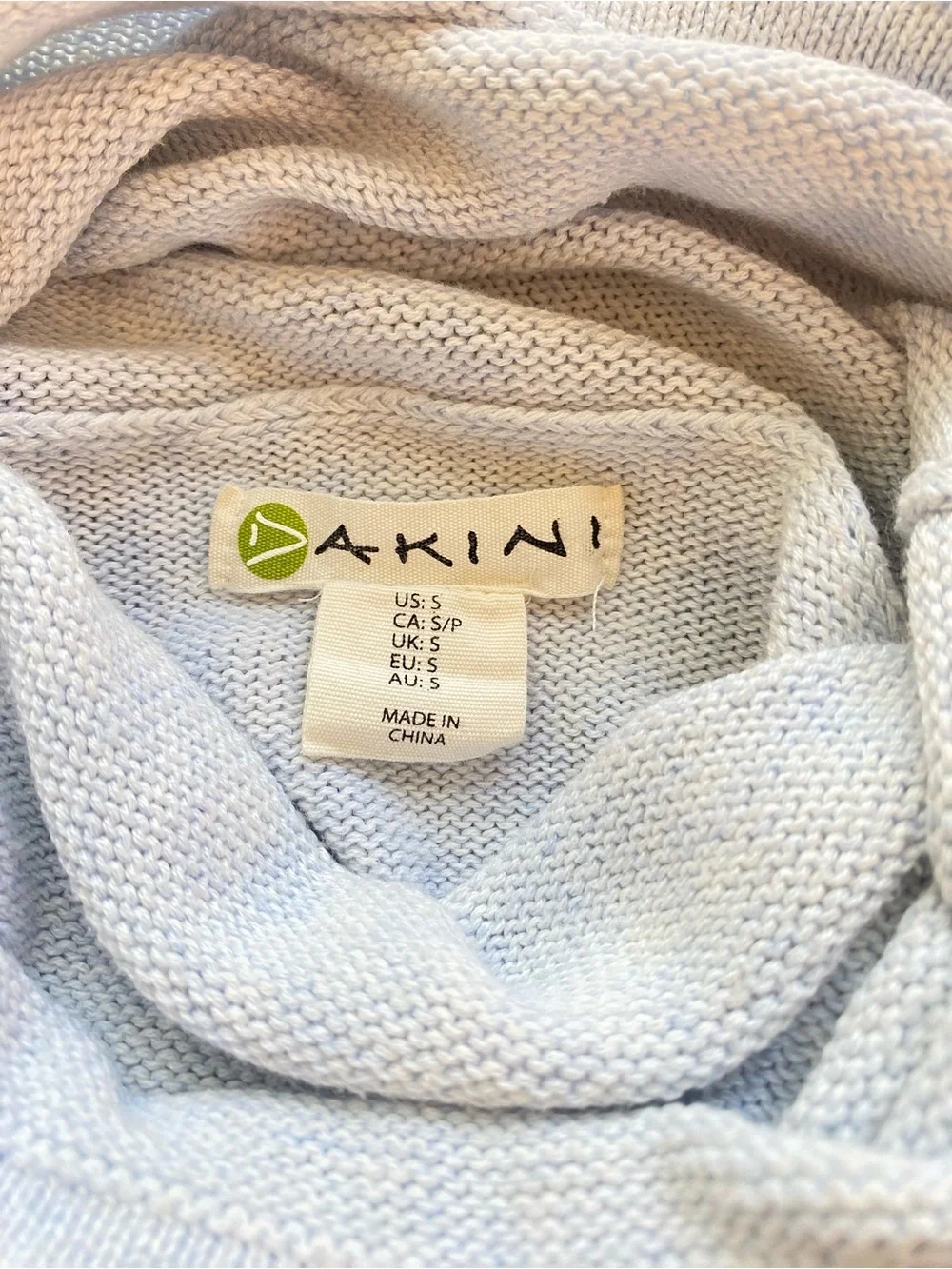 DAKINI ANTHROPOLOGIE Funnel Neck Tulip Hem Tunic Sweater Light Blue S